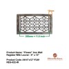 "Flower" Brass Wall Register with Louver - 6" x 12" (7-1/2" x 13-1/2" Overall)